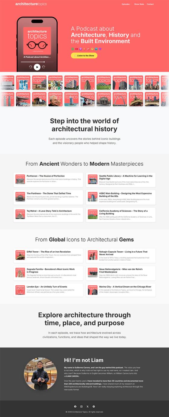 Architecture Topics website, built with GoPod