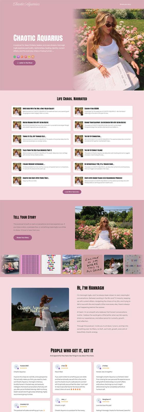 Chaotic Aquarius website, built with GoPod