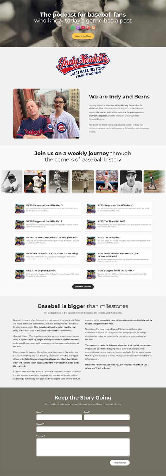 Baseball History Time Machine website, built with GoPod