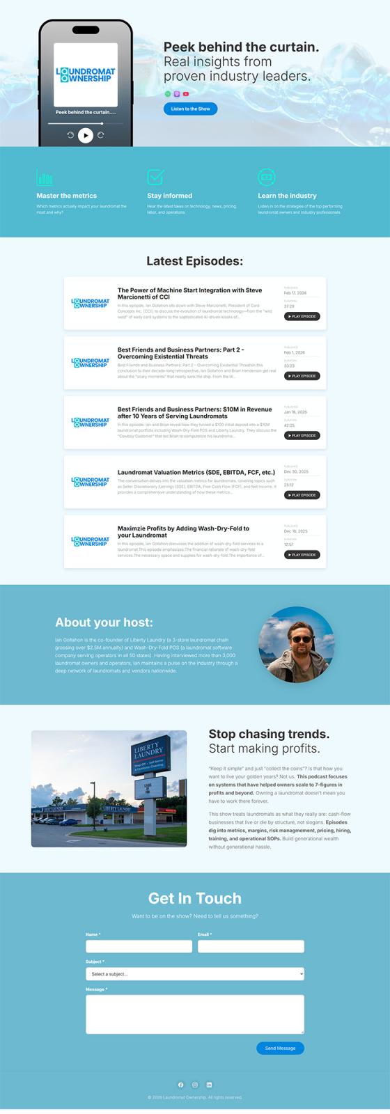 Laundromat Ownership website, built with GoPod