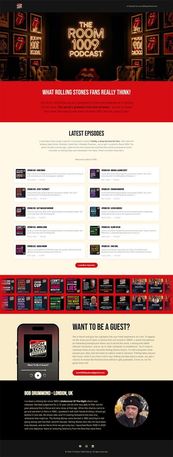 Room 1009 Podcast website, built with GoPod