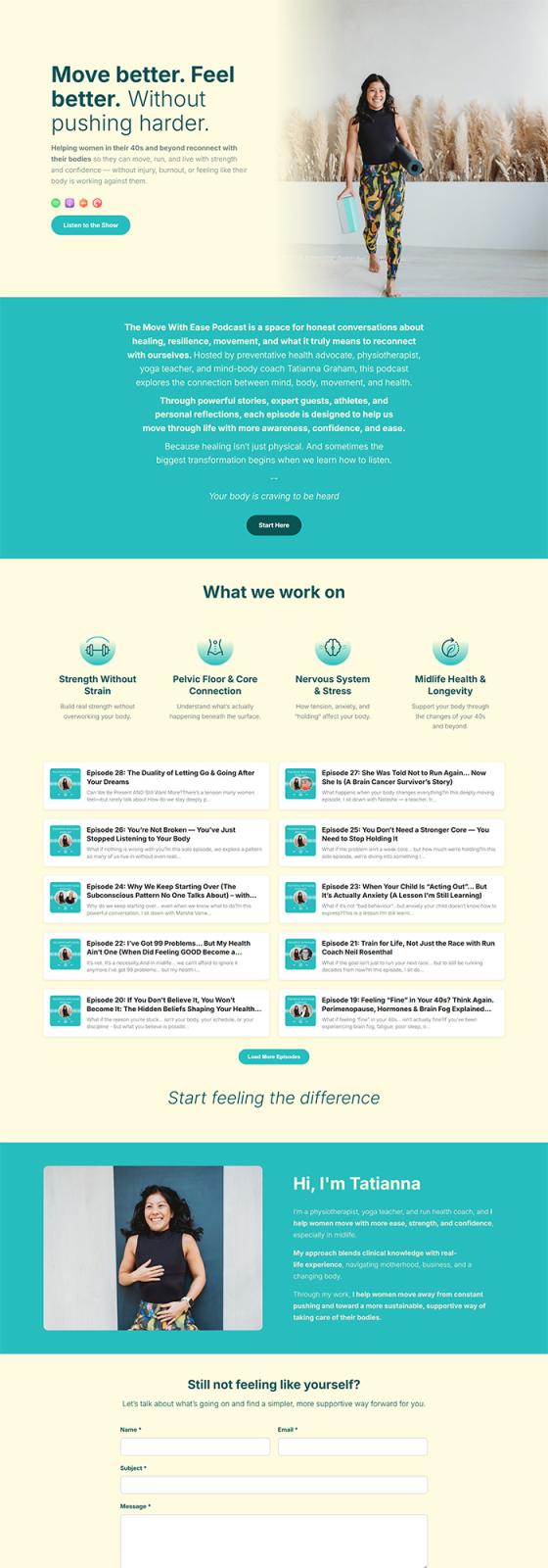 The Move with Ease Podcast website, built with GoPod