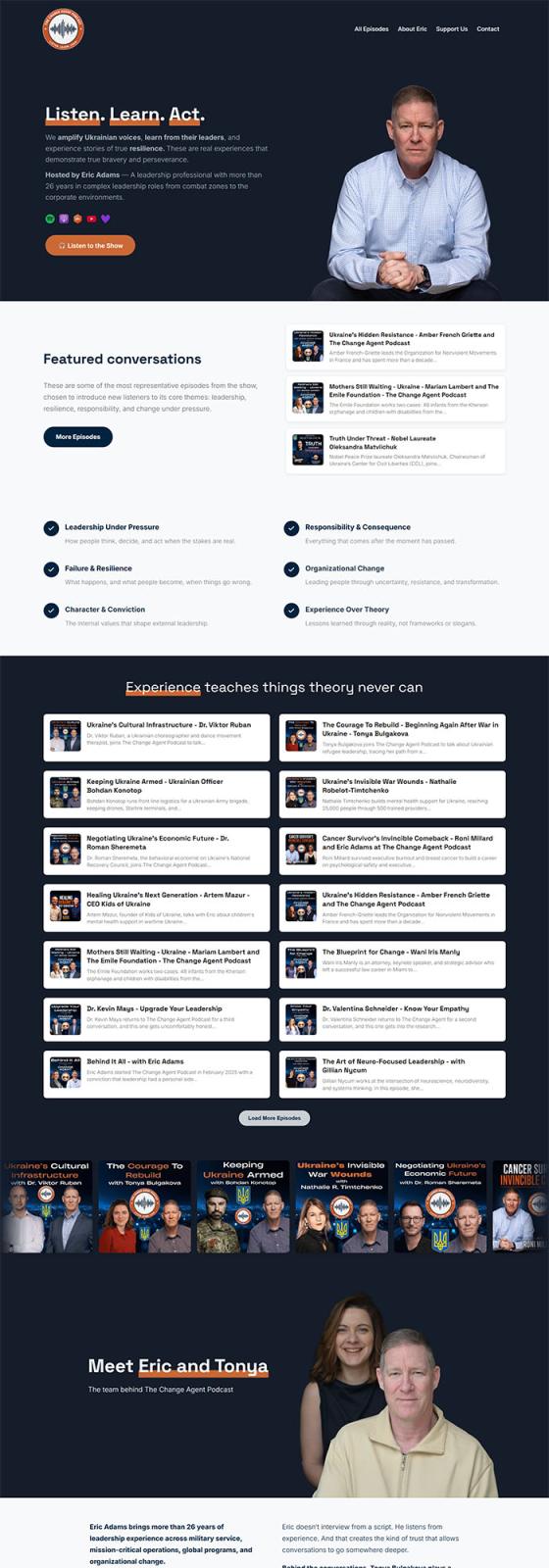The Change Agent website, built with GoPod