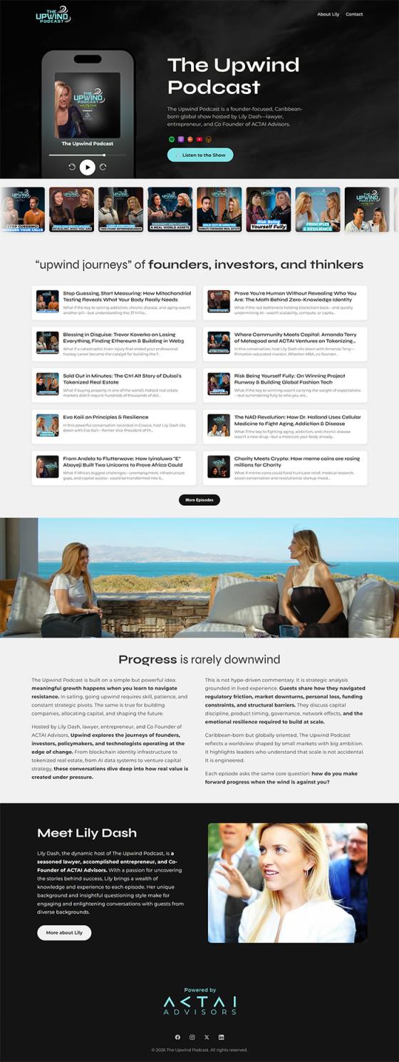 The Upwind Podcast website, built with GoPod