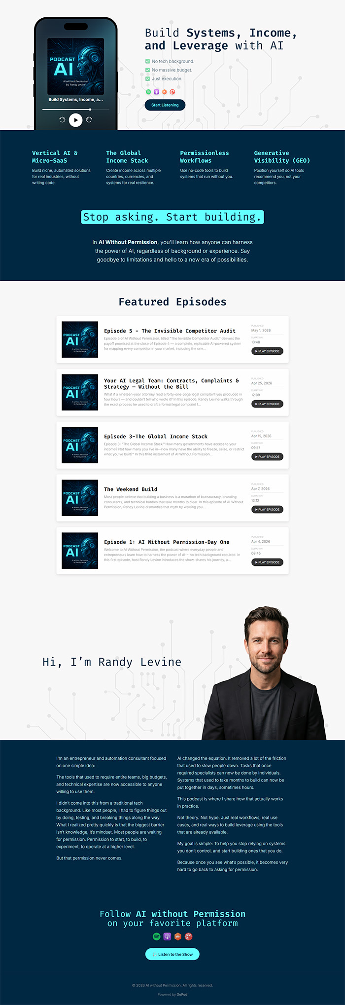 PodSites Browser Mockup